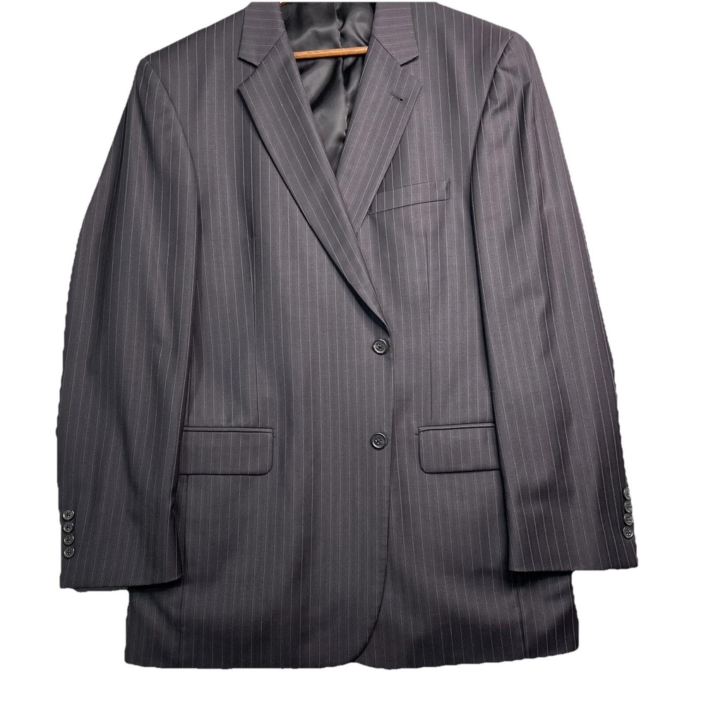 Jos A Bank Gordon Sport Coat 44 Long Signature Collection Brown Pin Stripe Wool